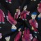 Black-Burgundy-Multi Little Boy Doll Printed Linen Woven Fabric By the Yard